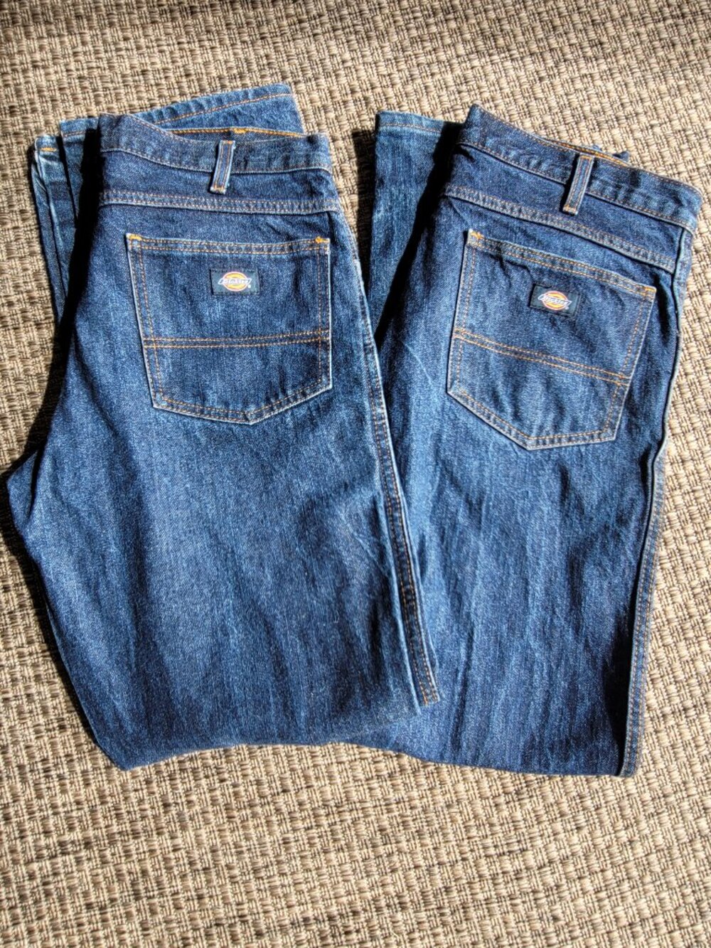 LOT of 2 Dickies 32 W x 34 Long Regular Fit Straight Leg 100% cotton Denim Jeans